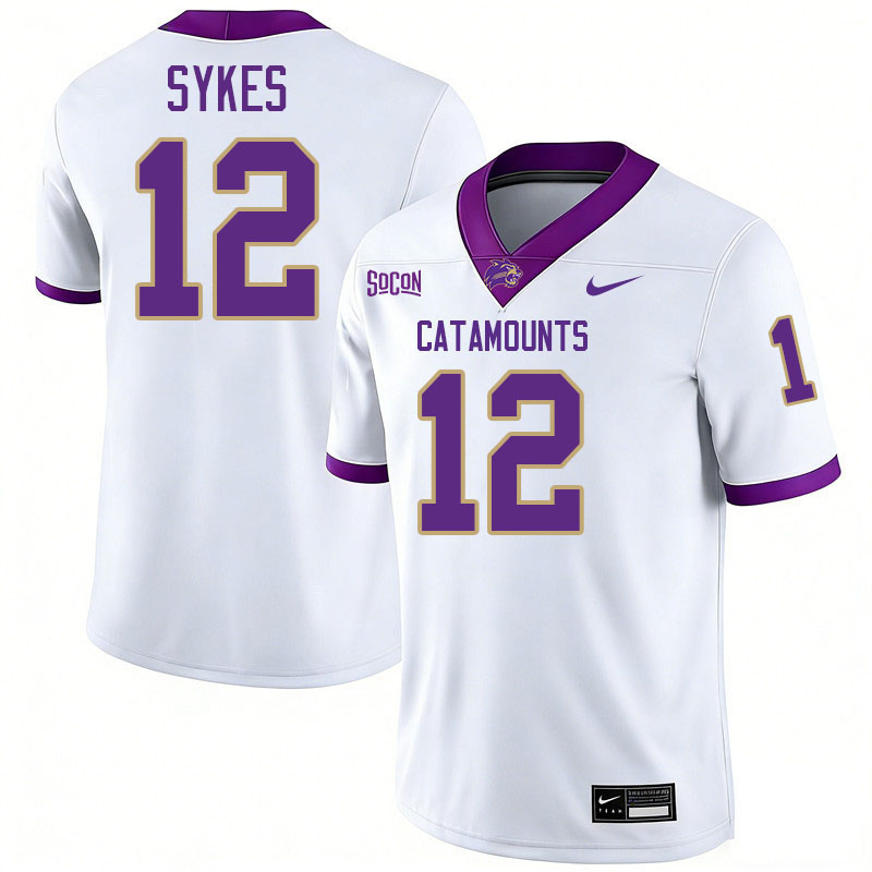 Western Carolina Catamounts #12 Hasaan Sykes College Football Jerseys,Uniforms-White